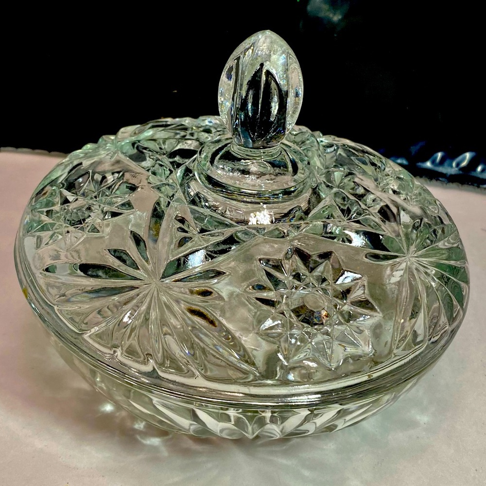 VINTAGE STAR OF DAVID COVERED GLASS BOWL